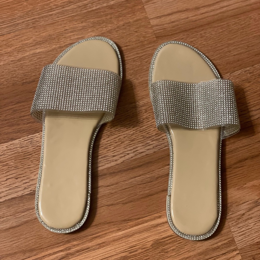 Rhinestone nude sandals